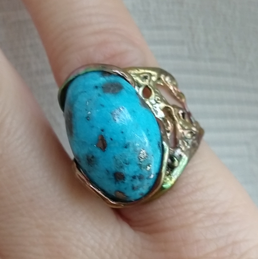 Unique natural turquoise sterling silver ring - Picture 7 of 8